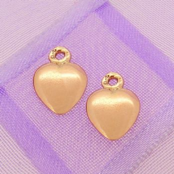 9CT ROSE GOLD 8mm HEART TWO LOVE HEARTS for SLEEPER EARRING CHARMS