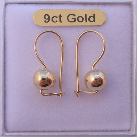 9CT GOLD 6MM EUROBALL EARRINGS