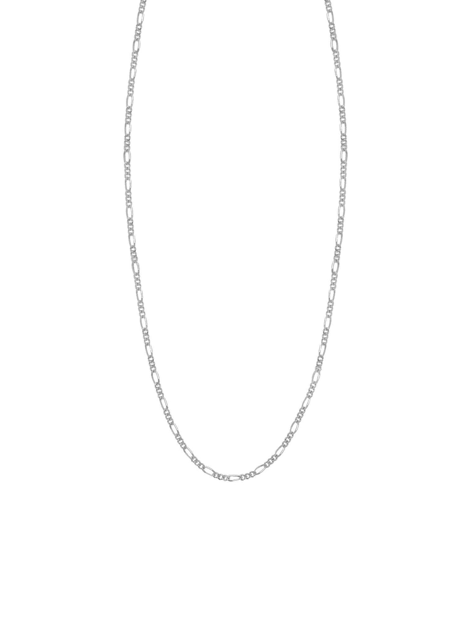 9ct White Gold Curb Figaro Necklace Chain
