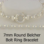 STERLING SILVER 7mm BELCHER BOLT RING BRACELET -BLET-7mm-SS-B4