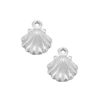 9CT WHITE GOLD PAIR 9mm SHELL CHARMS for SLEEPER EARRINGS