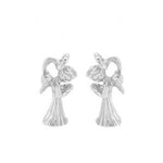 9CT WHITE GOLD TWO PRAYING GUARDIAN ANGEL CHARMS for SLEEPER EARRINGS