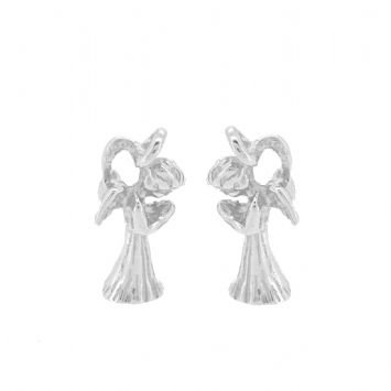 9CT WHITE GOLD TWO PRAYING GUARDIAN ANGEL CHARMS for SLEEPER EARRINGS