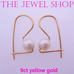 9CT YELLOW GOLD EUROBALL DESIGN 6mm FRESHWATER PEARLS DESIGNER EARRINGS