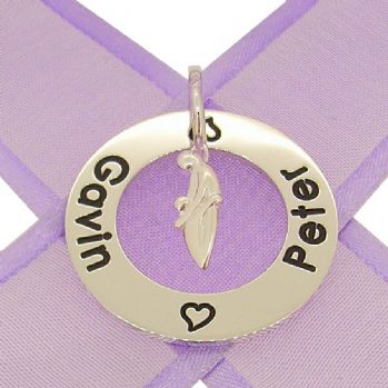 STERLING SILVER 37mm PERSONALISED FAMILY OF TWO PENDANT