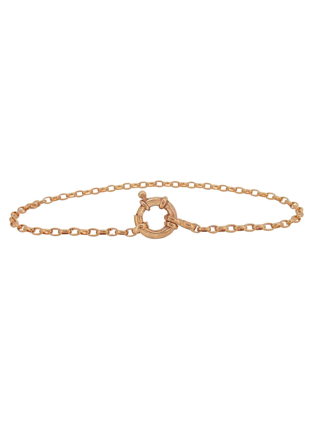 Oval Belcher Bolt Ring Chain Bracelet All Sizes in 9ct Rose Gold