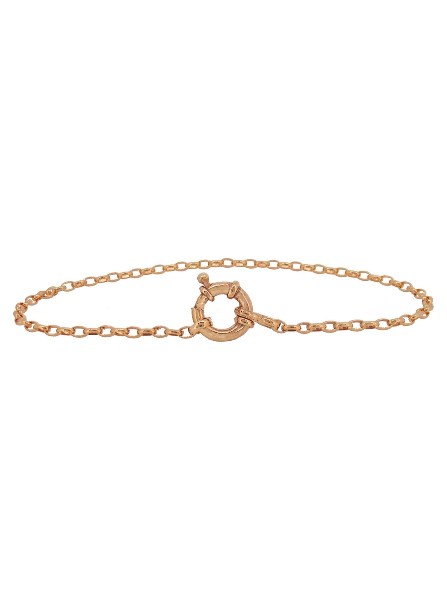 Oval Belcher Bolt Ring Chain Bracelet All Sizes in 9ct Rose Gold