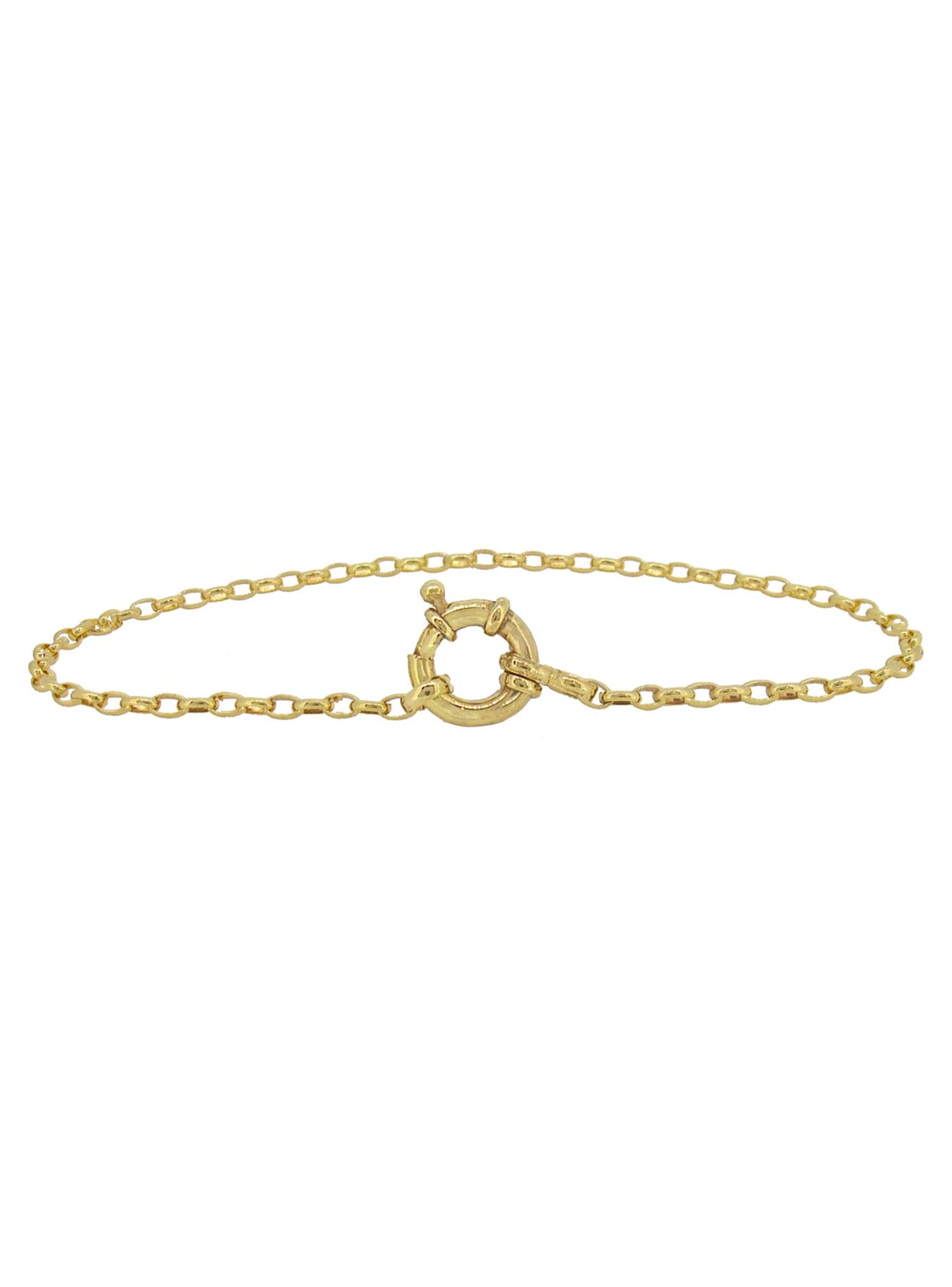 Oval Belcher Bolt Ring Chain Bracelet All Sizes in 9ct Gold