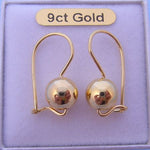9CT GOLD 8MM EUROBALL EARRINGS