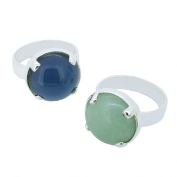 STERLING SILVER 16mm 4 claw SEMI PRECIOUS GEMSTONE COCKTAIL DESIGNER DAY NIGHT RING