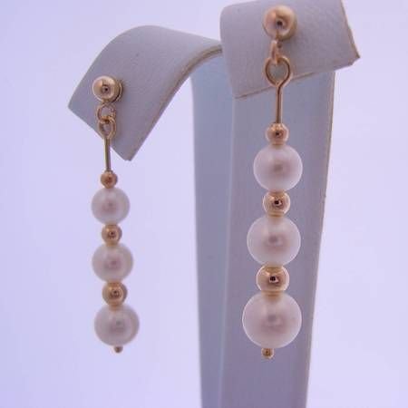 9CT YELLOW GOLD FRESHWATER PEARL GOLD BALL BEAD STUD EARRINGS