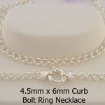 STERLING SILVER 4.5mm CURB BOLT RING NECKLACE CHAIN -N-925-LC115