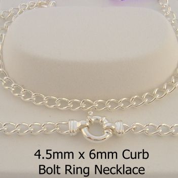 STERLING SILVER 4.5mm CURB BOLT RING NECKLACE CHAIN -N-925-LC115