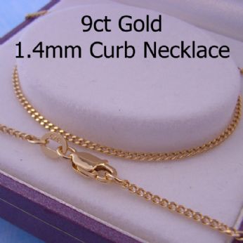 9CT GOLD 1.4mm CURB CHAIN NECKLACE -N-9Y-CD40-50cm