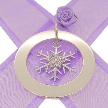 STERLING SILVER 34mm CIRCLE OF LIFE PERSONALISED FAMILY NAME PENDANT SNOWFLAKE -34mm-19mmSF-SS