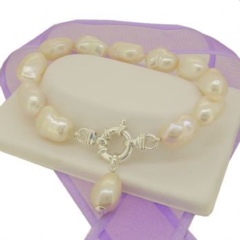 BAROQUE FRESHWATER PEARL BOLT RING BRACELET -BLET-BaroqueFW-br