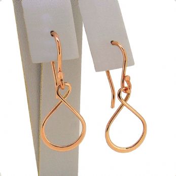 9CT ROSE GOLD INFINITE LOVE INFINITY CHARM BALL DROP HOOK EARRINGS