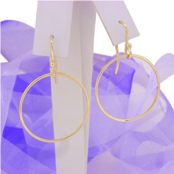 9CT GOLD CIRCLE of HOPE CHARM BALL DROP HOOK EARRINGS