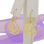 SOLID 9CT GOLD 16mm TREE OF LIFE CHARM BALL DROP HOOK EARRINGS