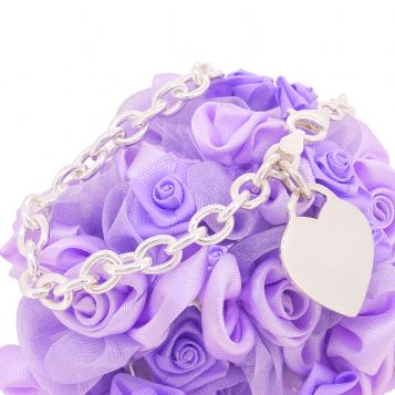 STERLING SILVER 19mm HEART 5.5mm CABLE CHARM BRACELET