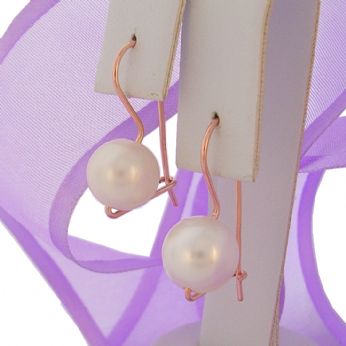 9CT ROSE GOLD 9mm FRESHWATER PEARL EUROBALL DESIGNER EARRINGS