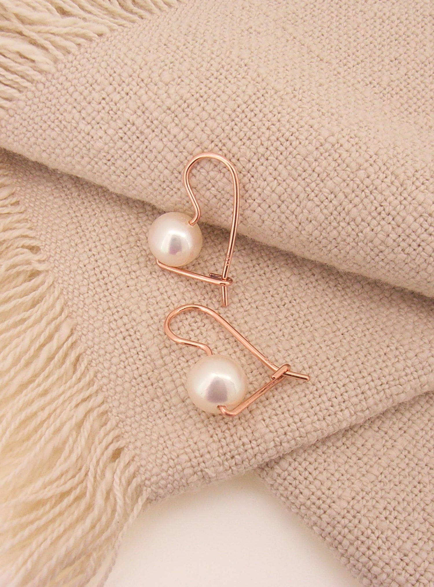 9ct Rose Gold 9mm Freshwater Pearl Euroball Designer Earrings