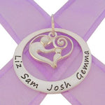 38mm CIRCLE OF LIFE PERSONALISED NAME 23mm MOTHER BABY HEART -38mm-KB69-ssjr