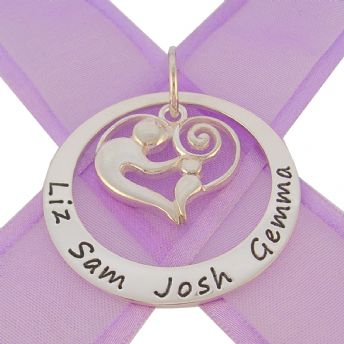 38mm CIRCLE OF LIFE PERSONALISED NAME 23mm MOTHER BABY HEART -38mm-KB69-ssjr