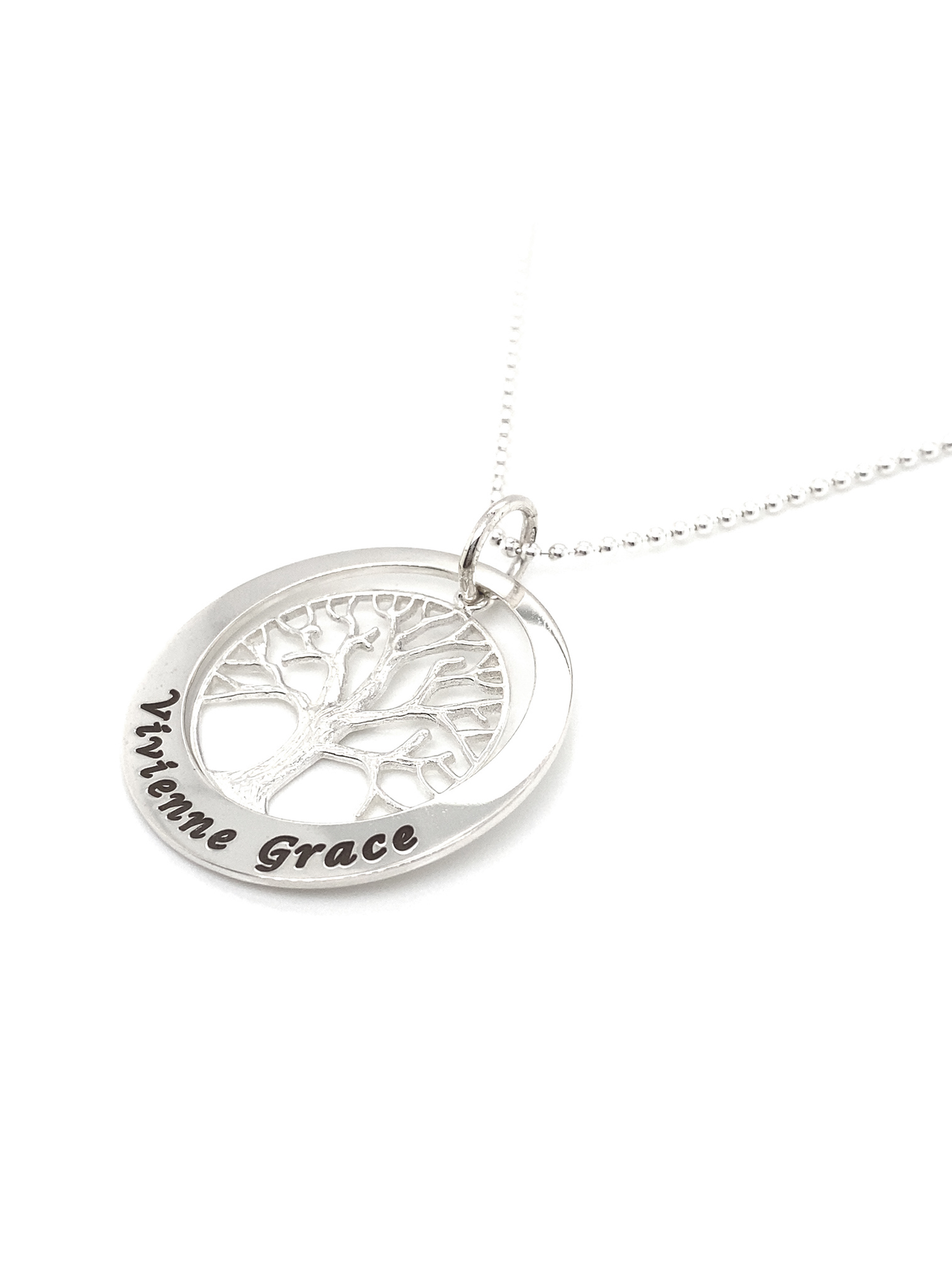38mm Circle of Life Personalised Name Tree of Life Pendant -38mm-Kb71-Ssjr