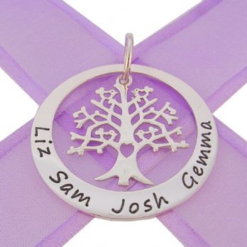 38mm CIRCLE OF LIFE PERSONALISED NAME TREE OF LIFE PENDANT -38mm-KB85-ss