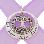 38mm CIRCLE OF LIFE PERSONALISED NAME 27mm CELTIC TREE OF LIFE PENDANT -38mm-TOL27mm-ssjr