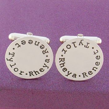 STERLING SILVER 19mm ROUND PERSONALISED CUFFLINKS -CL-19mm-RND