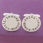 STERLING SILVER 19mm ROUND PERSONALISED CUFFLINKS -CL-19mm-RND