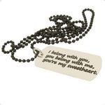 STERLING SILVER MENS and UNISEX 19mm x 42mm LARGE DOG TAG PERSONALISED NAME DESIGN BLACK STEEL BALL CHAIN