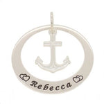 38mm CIRCLE OF LIFE PERSONALISED NAME HOPE ANCHORS THE SOUL PENDANT