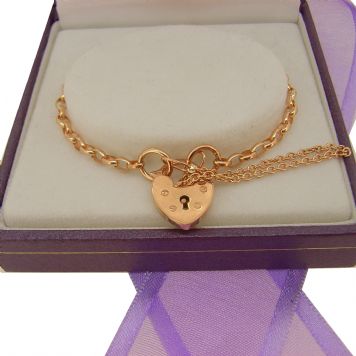 9CT ROSE GOLD 2.5mm BELCHER PADLOCK BRACELET 16.5CM