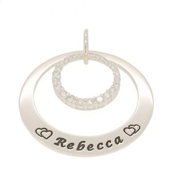38mm CIRCLE OF LIFE PERSONALISED NAME CZ CIRCLE PENDANT