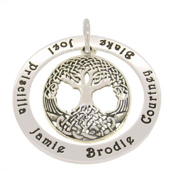 43mm CIRCLE OF LIFE PERSONALISED NAME CELTIC TREE OF LIFE PENDANT
