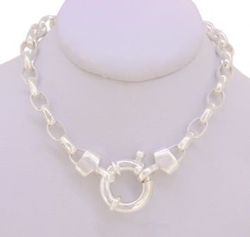 STERLING SILVER 4.5mm x 6mm OVAL BELCHER CHAIN BOLT RING NECKLACE -N-925-BO3-BR