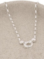 Sterling Silver Oval Belcher Chain Bolt Ring Necklace