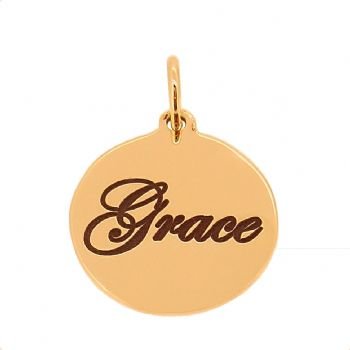 9CT ROSE GOLD 16mm PERSONALISED CIRCLE COIN PENDANT CHARM