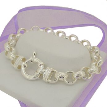 STERLING SILVER 10mm BELCHER BOLT RING BRACELET -BLET-10mm-SS-BE5