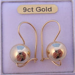 9CT GOLD 10MM EUROBALL EARRINGS