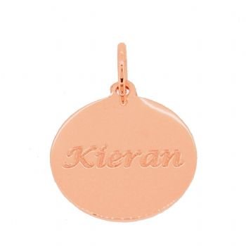 9CT ROSE GOLD 18mm PERSONALISED CIRCLE COIN PENDANT CHARM
