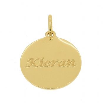 9CT GOLD 18mm PERSONALISED CIRCLE COIN PENDANT CHARM