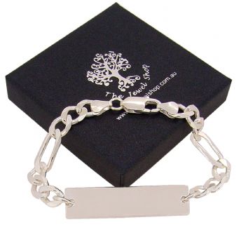 STERLING SILVER MEN'S IDENTITY 7mm FIGARO CURB BRACELET