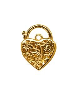 9CT YELLOW GOLD 13MM FILIGREE HEART PADLOCK CLASP