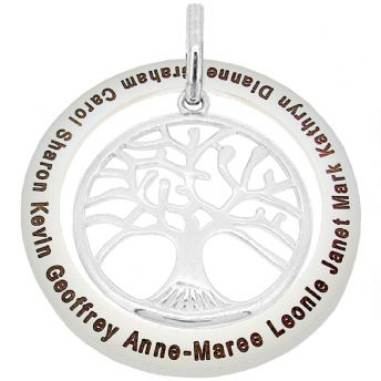 49mm CIRCLE OF LIFE PERSONALISED NAME 32mm TREE OF LIFE PENDANT