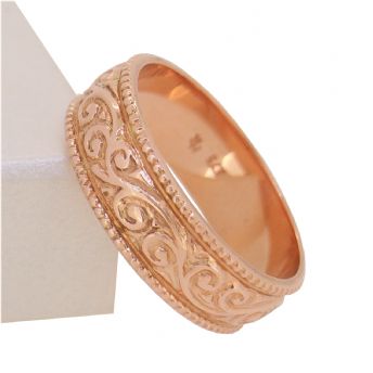 SOLID 9CT ROSE GOLD 5mm FILIGREE DESIGN RING