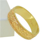 9CT YELLOW GOLD 5mm FILIGREE DESIGN RING